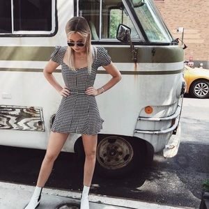 Reformation Lucinda Black and White Gingham Mini Dress Size 4
